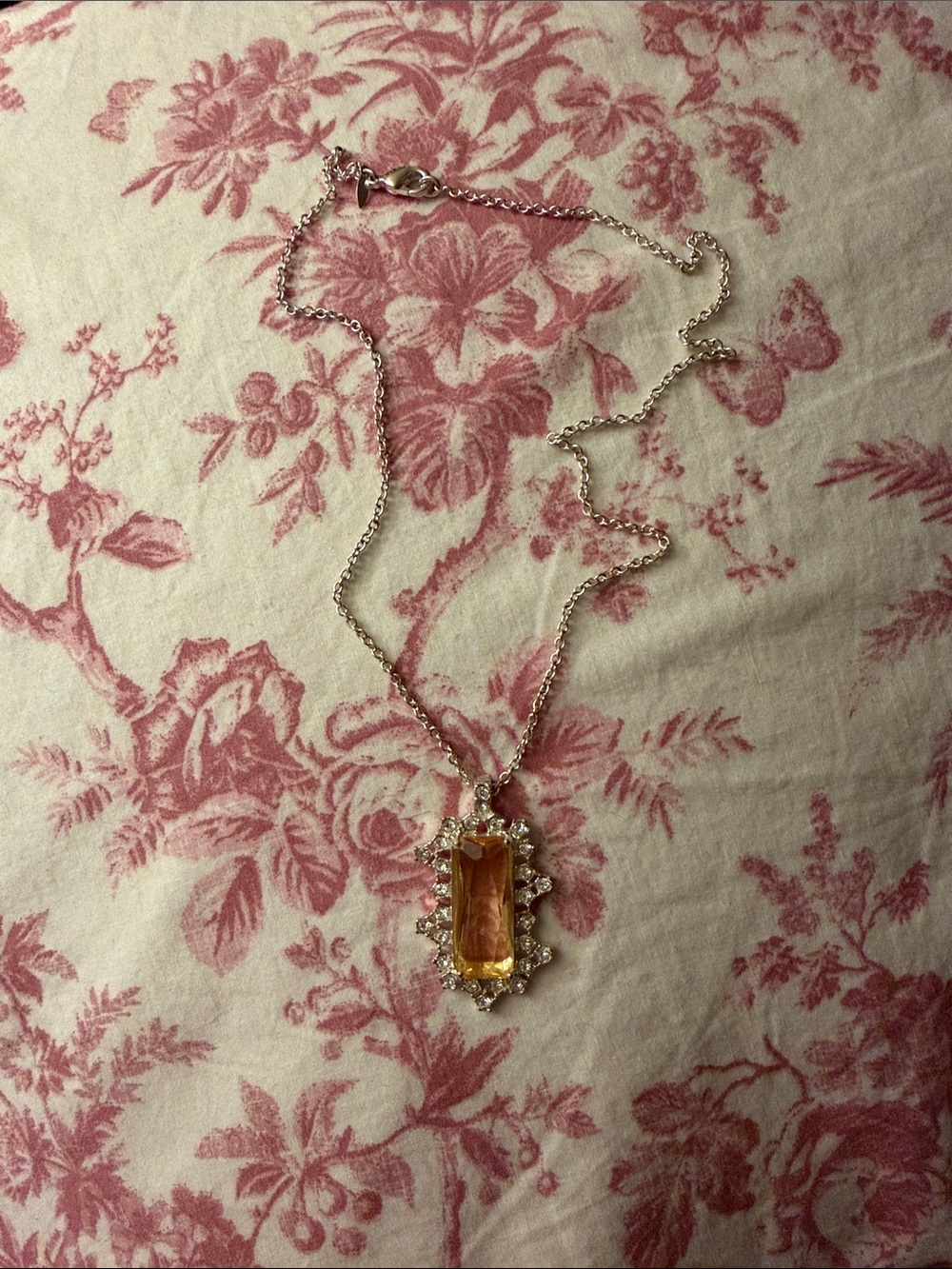 Gold-Tone Amber Crystal Pendant Necklace - Women Jewelry